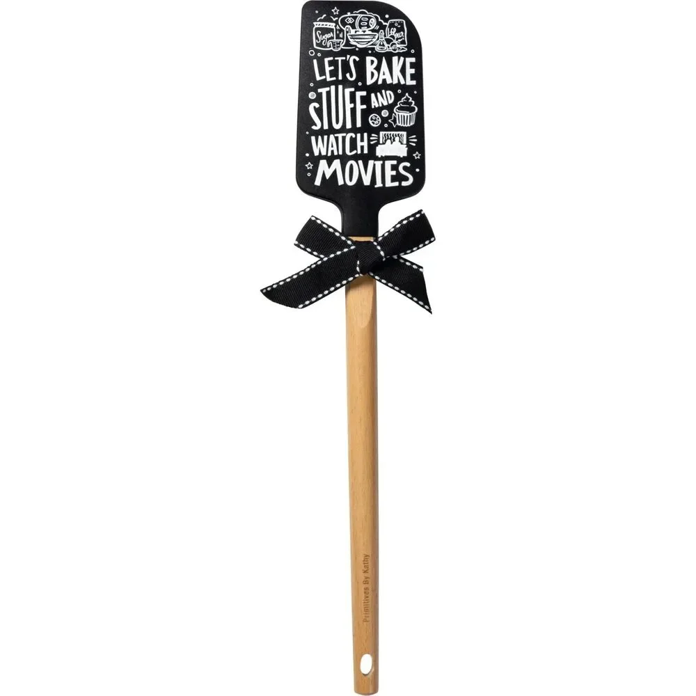 Let’s Bake Stuff and Watch Movies Silicone Spatula with Wooden Handle | Heat Re